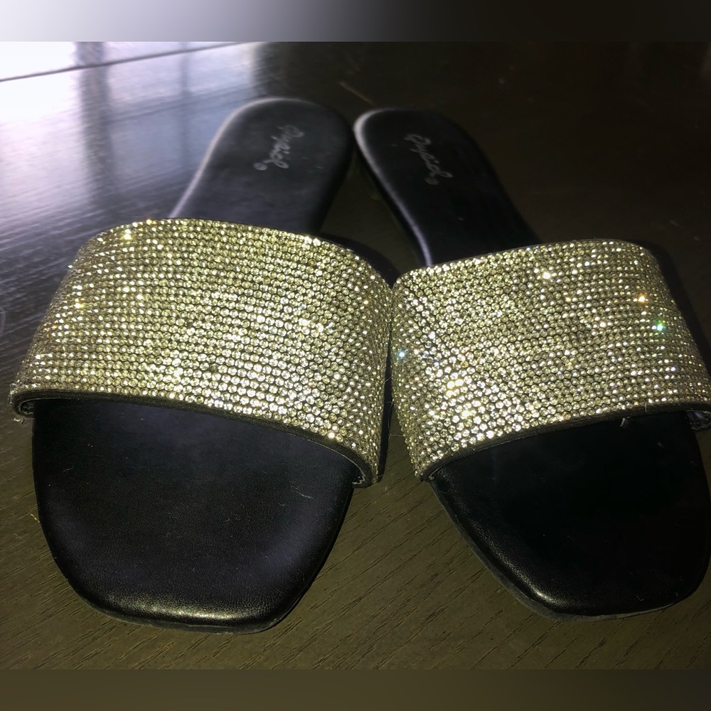 Black glitter sandals